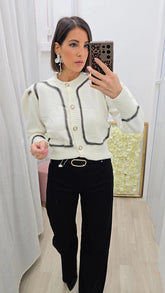 CARDIGAN BUTTONE PANNA ART.5218
